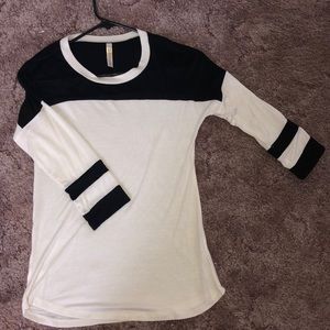 white and black baseball tee
